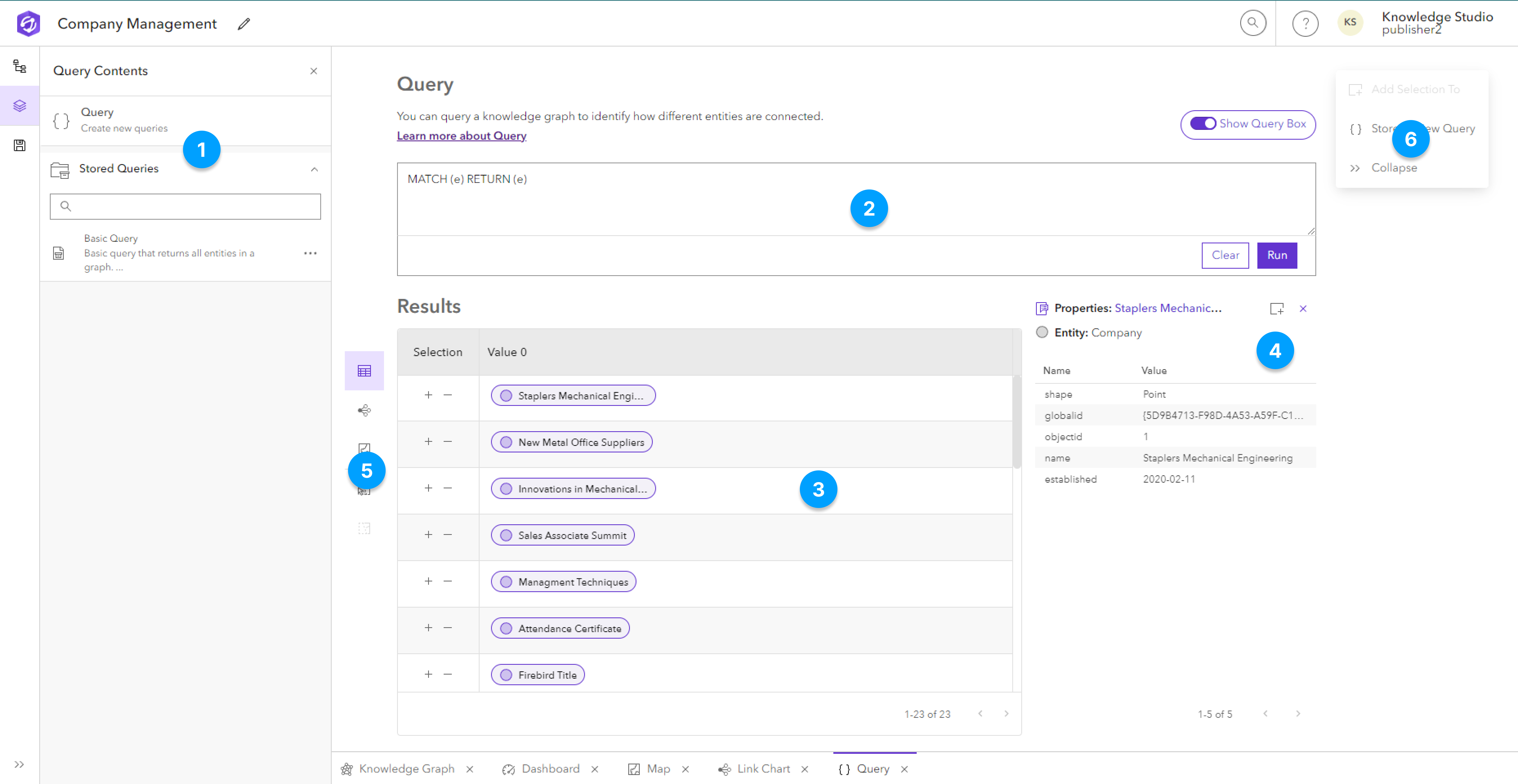 Diagram of the main areas of the query view. Diagram of the main areas of the query view.